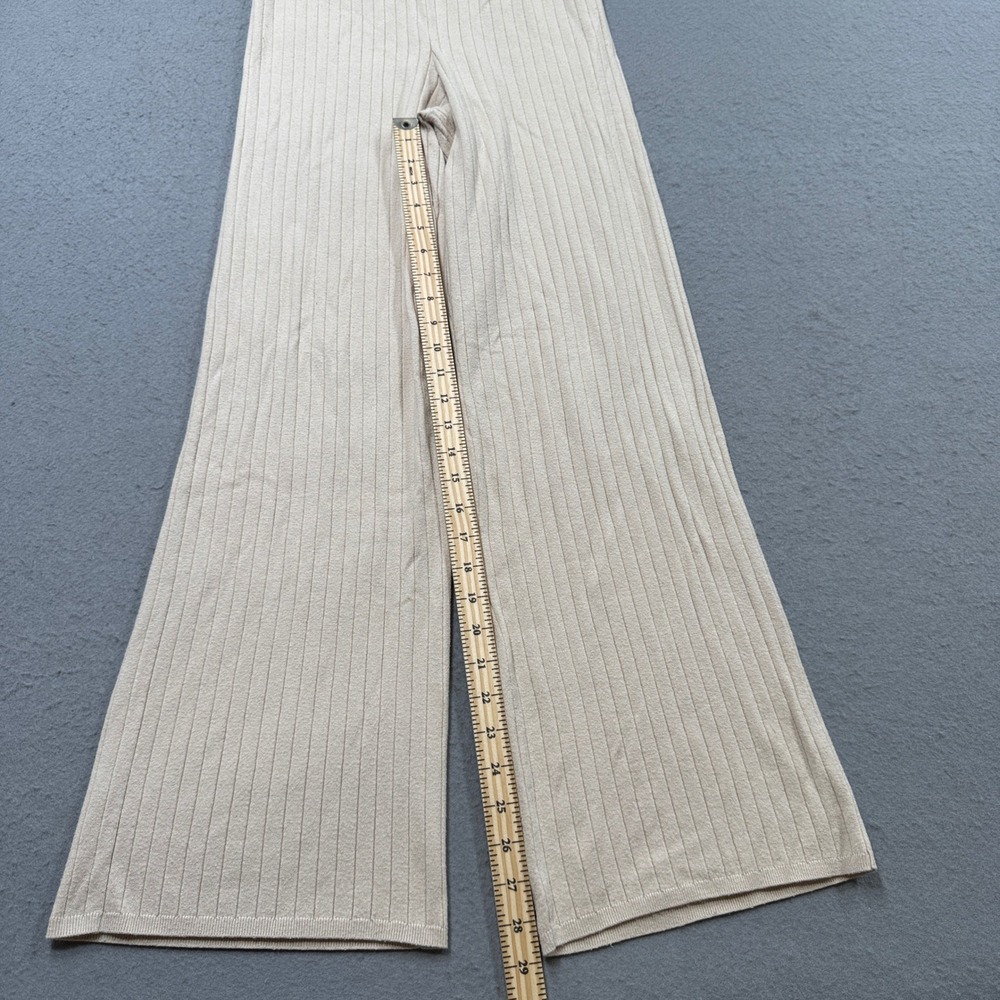Abercrombie & Fitch Pants‎ Women's M Beige Wide Leg Soft A&F Ribbed Knit Baggy - Picture 4 of 7